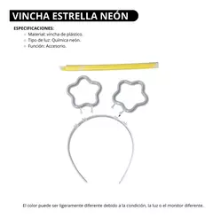 Vincha Estrella Neon X 5 Luminosa Quimica Fluo - comprar online
