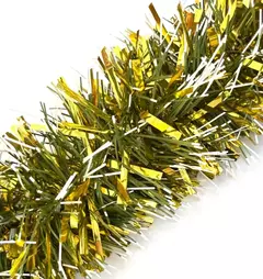 Boa Navideña Tupida Gruesa 2mts X 12,5cm Arbolito Navidad (VERDE NEVADO ORO METAL / ART:900/O