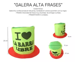 Galera Alta Fluo Frases X 5 - Gorro Tela Cotillon Carioca - comprar online