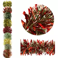 Boa Navideña Tupida Gruesa 2mts X 12,5cm Arbolito Navidad (VERDE NEVADO ROJO METAL / ART:900/V - comprar online