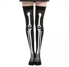 Medias Bucaneras Esqueleto 7/8 Negras Disfraz Halloween