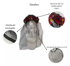 Vincha Catrina Velo Halloween Calaca Disfraz Cotillon en internet