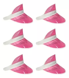 Visera Retro Rosa X 12 Gorro Plastico Poker Cotillon