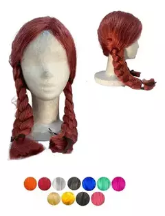 Peluca Larga Trenzas Sin Flequillo Colores Cotillon - Tienda CyP