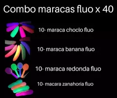 Combo Maracas Fluo X 40 Neon Uv Cotillon Fiesta Eventos - comprar online