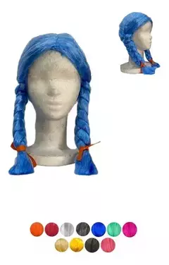 Peluca Larga Trenzas Sin Flequillo Colores Cotillon - tienda online