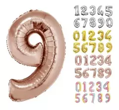 Globo Metalizado Numeros de 16" 40 cm Colores Cotillon en internet