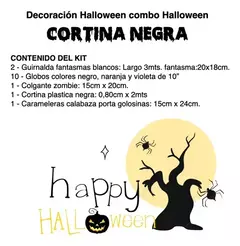Imagen de Kit Combo Decoracion Halloween Globos Guirnalda Cortina