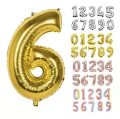 Globo Metalizado Numeros de 16" 40 cm Colores Cotillon - tienda online