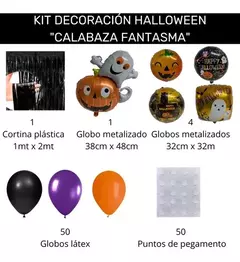 Imagen de Kit Combo Decoracion Halloween Globos Guirnalda Cortina