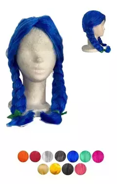 Peluca Larga Trenzas Sin Flequillo Colores Cotillon