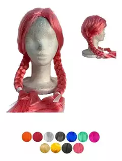 Imagen de Peluca Larga Trenzas Sin Flequillo Colores Cotillon