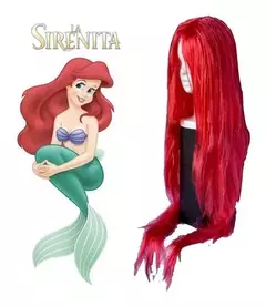 Peluca La Sirenita Lacio Largo Princesa Ariel Rojo Cobrizo