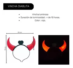 Vinchas Diablita Led X 1 Cuernitos Luminoso Cotillon - comprar online