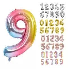 Globo Metalizado Numeros de 16" 40 cm Colores Cotillon - Tienda CyP