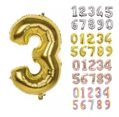 Globo Metalizado Numeros de 16" 40 cm Colores Cotillon - tienda online