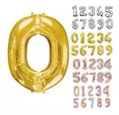Globo Metalizado Numeros de 16" 40 cm Colores Cotillon - tienda online