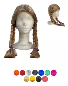 Peluca Larga Trenzas Sin Flequillo Colores Cotillon - Tienda CyP