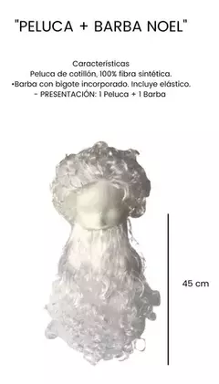 Peluca Santa Claus Papa Noel Cotillon Disfraz - comprar online