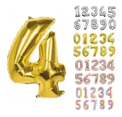 Globo Metalizado Numeros de 16" 40 cm Colores Cotillon - tienda online