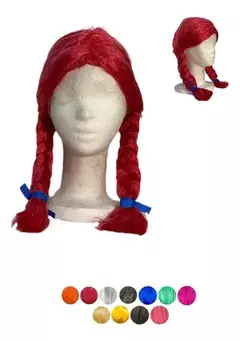 Peluca Larga Trenzas Sin Flequillo Colores Cotillon en internet
