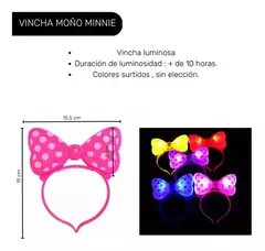 Vincha Minnie Led Luminosa X 5 Moño Mickey Cotillon Led Fluo - comprar online