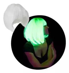 Peluca Carre Glow Brilla Con Luz Uv Cotillon Disfraz