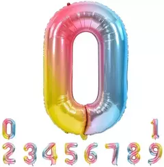 Globo Metalizado Numeros de 16" 40 cm Colores Cotillon