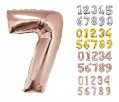 Globo Metalizado Numeros de 16" 40 cm Colores Cotillon - tienda online