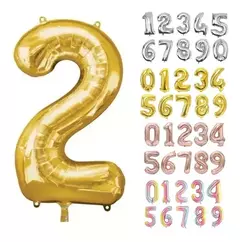 Globo Metalizado Numeros de 16" 40 cm Colores Cotillon - tienda online