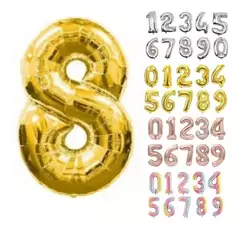 Globo Metalizado Numeros de 16" 40 cm Colores Cotillon - tienda online