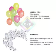 Globos Luminosos Fluo Led X 12 Unidades De 9" Brilla Con Luz Uv en internet