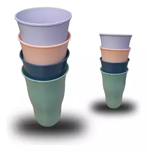 Vasos Curvos X12 Colores Plasticos Fiesta Ondeados Pvc