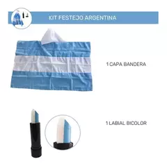 Kit Festejo Argentina Set Mundial Capa Bandera Labial - comprar online