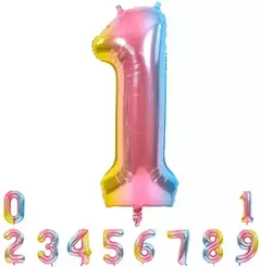 Globo Metalizado Numeros de 16" 40 cm Colores Cotillon