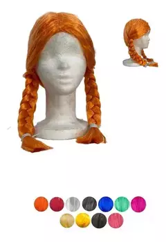 Peluca Larga Trenzas Sin Flequillo Colores Cotillon