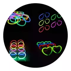 Combo Luminoso 50 Lentes Anteojos + 50 Pulseras Neon