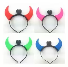 Combo Vinchas Diablitas Led Surtidas X 5 Cuernitos Luminosos Colores - tienda online