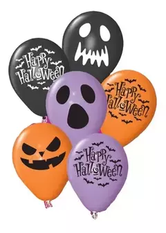 Globos Halloween 25 Unidades De 9" Decoracion