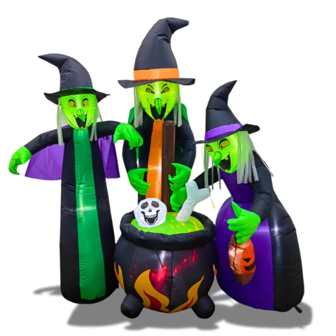 Inflable Brujas Con Caldero Luz Led Decoracion Halloween - comprar online