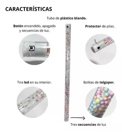 Vara Plastica Luminosa Led Con Bolitas Pastel X 5 Cotillon - comprar online