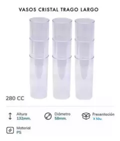 Vaso Trago Largo X 50 Plastico Acrilico Cristal Transparente - comprar online