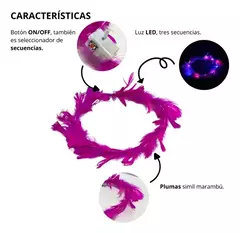 Vincha Tiara Corona De Plumas Led Hippie Luminosa Cotillon - Tienda CyP