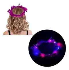 Vincha Tiara Corona De Plumas Led Hippie Luminosa Cotillon en internet
