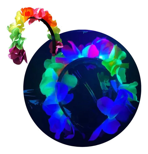 Vincha Corona De Flores Fluo X 12 Cotillon Carioca - comprar online