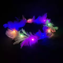 Vincha Tiara Corona De Plumas Led Hippie Luminosa Cotillon - Tienda CyP