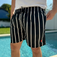 MALLA POLO RAYAS GRUESAS NEGRO