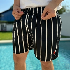 MALLA POLO RAYAS GRUESAS NEGRO - comprar online