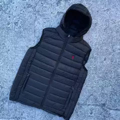 CHALECO PUFFER POLO NEGRO - Elixir Indumentaria