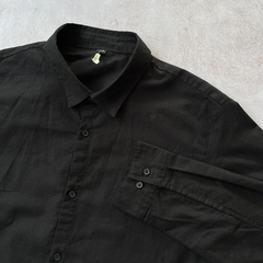CAMISA DE LINO MANGA LARGA NEGRA - comprar online